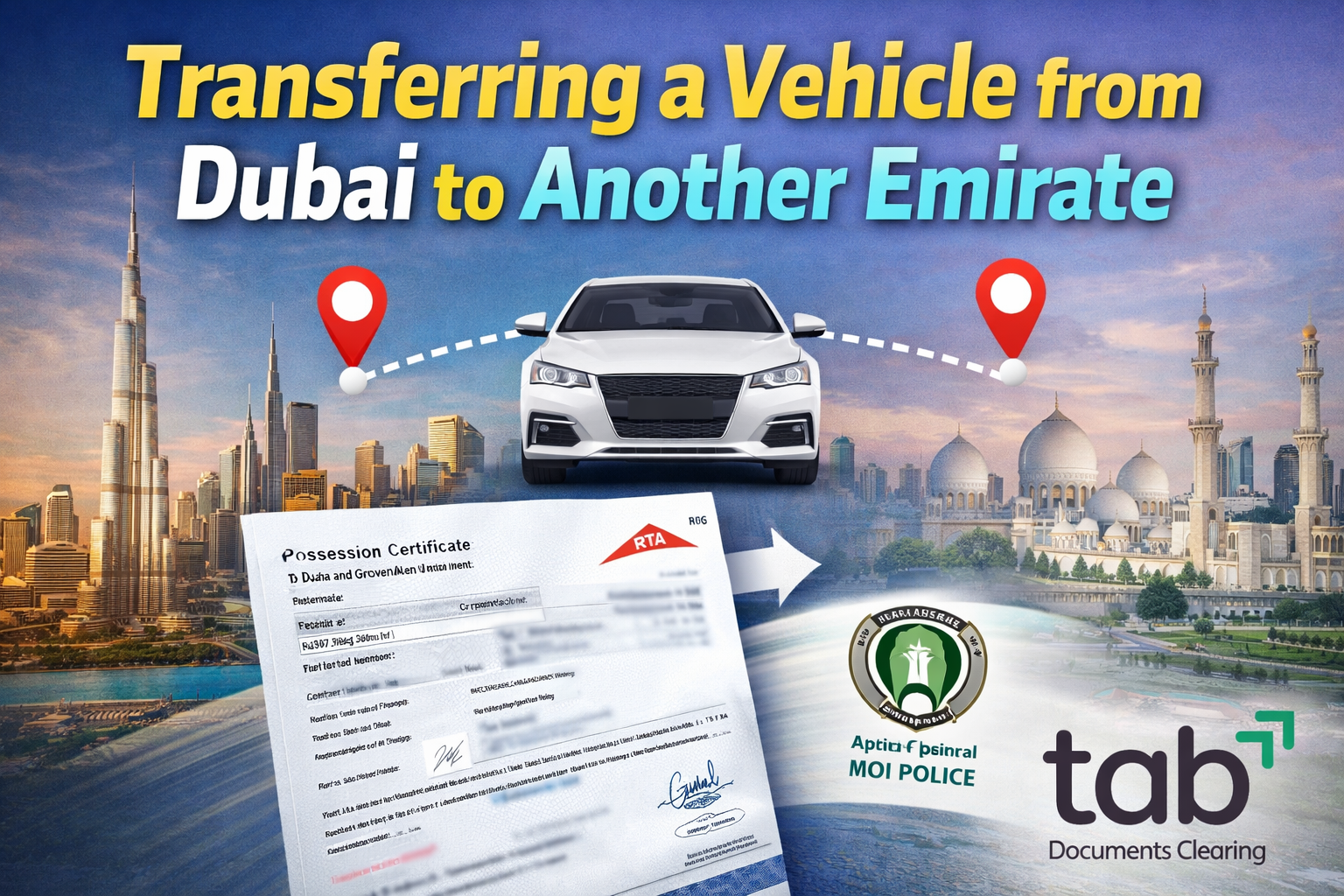 Transferring a Vehicle from Dubai to Another Emirate: How the RTA Possession Certificate and MOI Registration Process Works